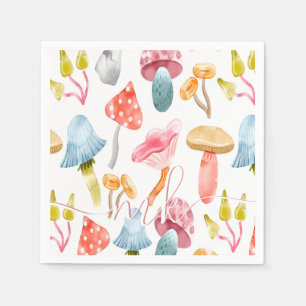 Watercolor Pastel Mushrooms Napkin