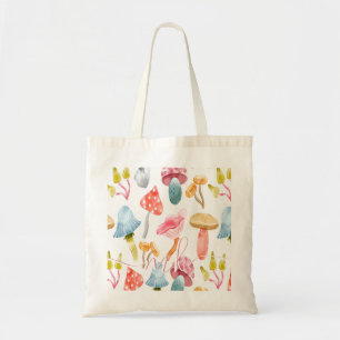Watercolor Pastel Mushrooms Tote Bag