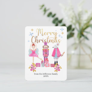 Watercolor Pastel Nutcracker Christmas Holiday Card