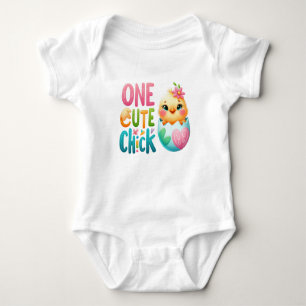 Watercolor pastel one cute chick floral baby bodysuit