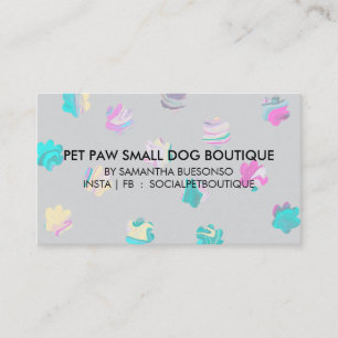 Watercolor Pastel paws boarding dogs pet grooming Business Card
