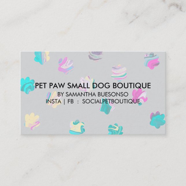 Watercolor Pastel paws boarding dogs pet grooming Business Card (Front)