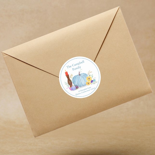 Watercolor Pastel Pumpkin, Autumn Classic Round Sticker (Creator Uploaded)