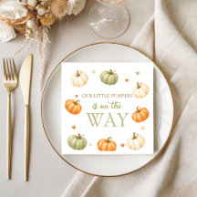 Watercolor Pastel Pumpkin Baby Shower Napkins