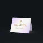 Watercolor Pastel Purple Gold Bar Mitzvah Thank You Card<br><div class="desc">Watercolor Pastel Purple Gold Bar Mitzvah Thank You Card</div>