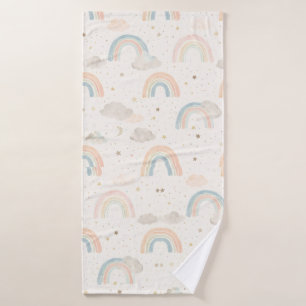 Watercolor Pastel Rainbow Baby Hooded Towel