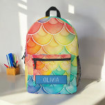 Watercolor Pastel Rainbow Cute Monogram Printed Backpack<br><div class="desc">Brighten your child's day with the Watercolor Pastel Rainbow Cute Monogram Printed Backpack. This charming backpack features a beautiful watercolor pastel rainbow design with fluffy clouds, customisable with your child's monogram for a personal touch. Made from durable materials, it includes spacious compartments and sturdy zippers, perfect for school, daycare, or...</div>