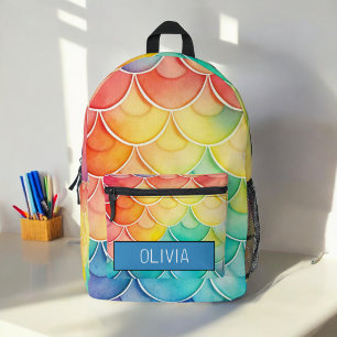 Watercolor Pastel Rainbow Cute Monogram Printed Backpack