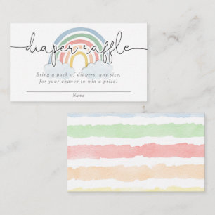 Watercolor pastel rainbow diaper raffle enclosure card
