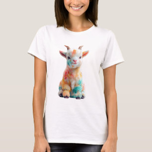 Watercolor Pastel Rainbow Goat Women T-Shirt