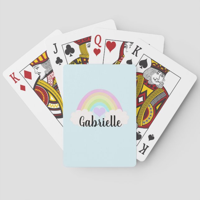 Watercolor Pastel Rainbow Playing Cards (Back)