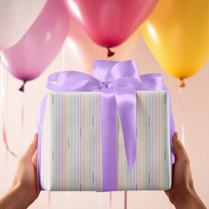 Watercolor Pastel Rainbow Stripe  Wrapping Paper