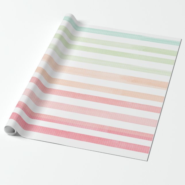 Watercolor Pastel Rainbow Striped Paper 2 (Unrolled)