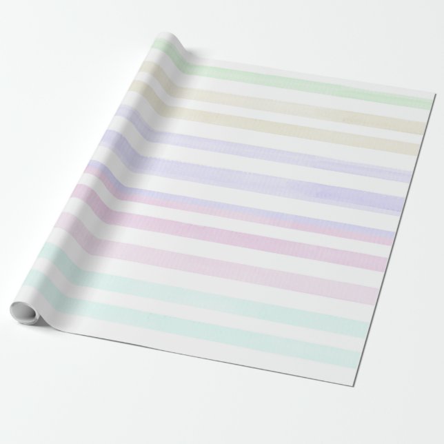 Watercolor Pastel Rainbow Striped Paper 4 (Unrolled)