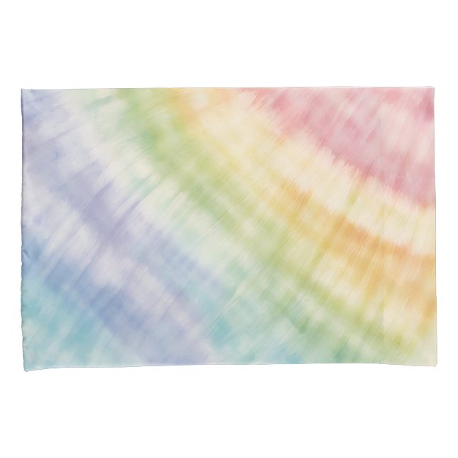Watercolor Pastel Rainbow Tie Dye Pillowcase (Front-Right)