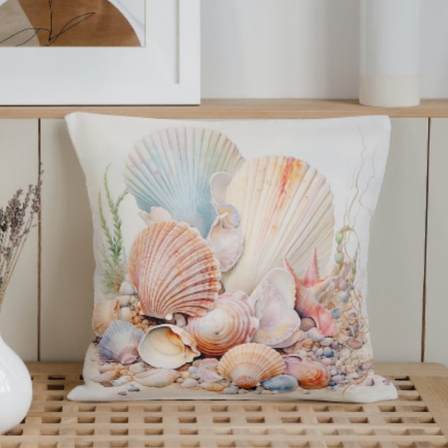 Watercolor Pastel Seashells Cushion (Creator Uploaded)