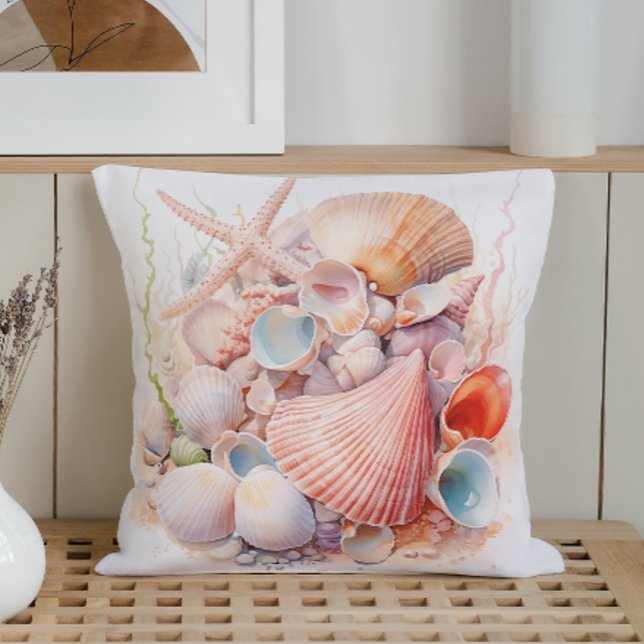 Watercolor Pastel Seashells Cushion (Creator Uploaded)