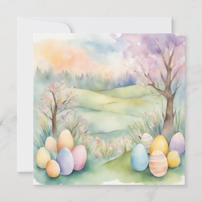 Watercolor Pastel Spring Scene (Front)
