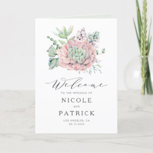 Watercolor Pastel Succulents Bouquet Wedding Program