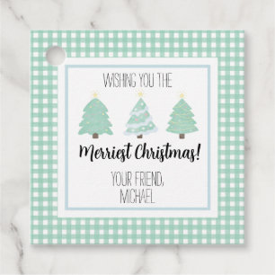 Watercolor Pastel Tree Teacher Christmas Gift Card Favour Tags