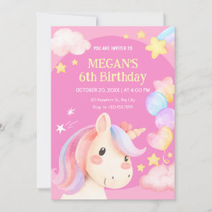 Watercolor pastel unicorn  invitation