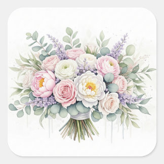 Watercolor Pastel Wedding Bouquet Sticker
