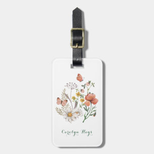 Watercolor Pastel Wildflower Luggage Tag