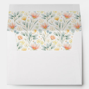 Watercolor Pastel Wildflowers Modern Floral Envelope
