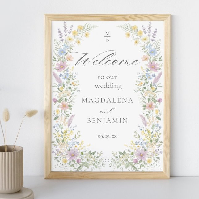 Watercolor Pastel Wildflowers Wedding Welcome Poster (Creator Uploaded)