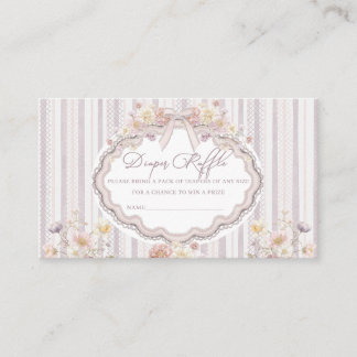Watercolor pastel wildflwer bow lace baby show Enclosure Card