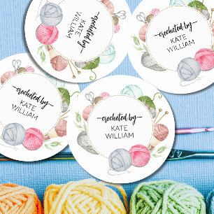 Watercolor Pastel yarn crocheted by labels