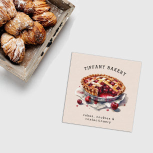 Watercolor Pastry Custom QR Code Minimalist Bakery Square Business Card