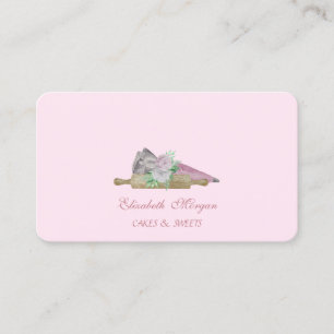Watercolor Pastry Hand Tools Roller Pin Flowers  Business Card
