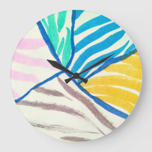 Watercolor patchwork: dirty painting style. large clock