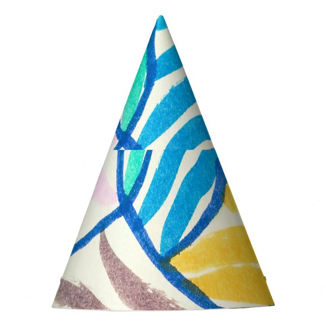 Watercolor patchwork: dirty painting style. party hat (Front)