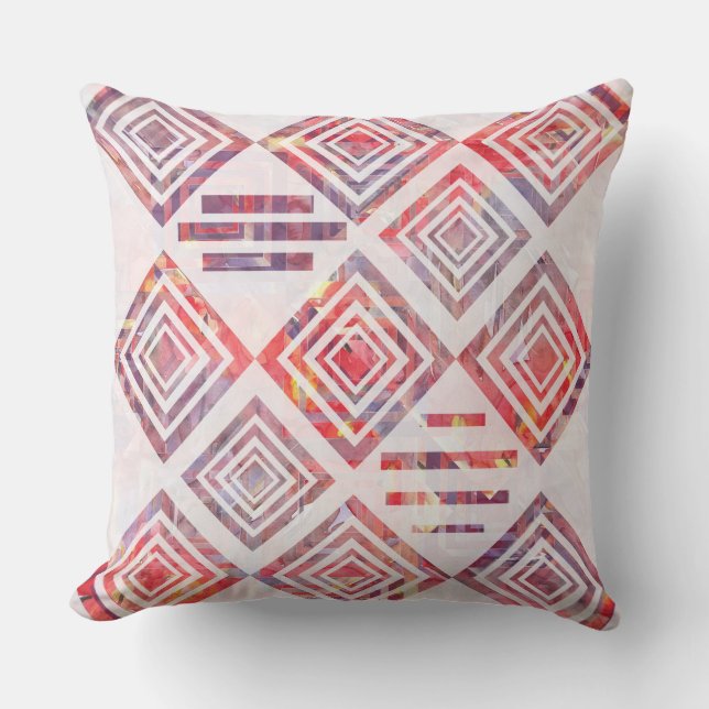 Watercolor Patchwork With White Pillow by KCS (Front)