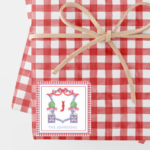 Watercolor Patriotic American Flag Topiary Crest Square Sticker