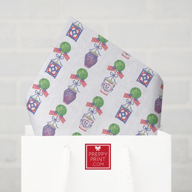 Watercolor Patriotic American Flag Topiary Tissue Paper (Creator Uploaded)