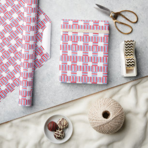 Watercolor Patriotic Red White & Blue Stripes Wrapping Paper