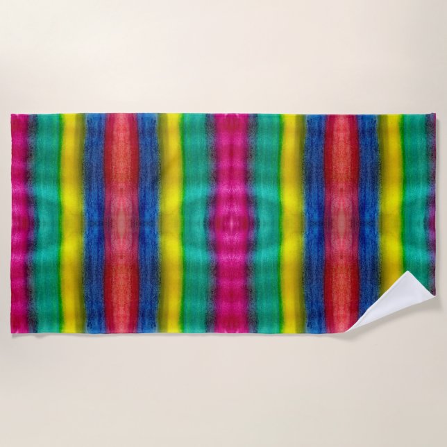 Watercolor Pattern Art Beach Towel (Front)