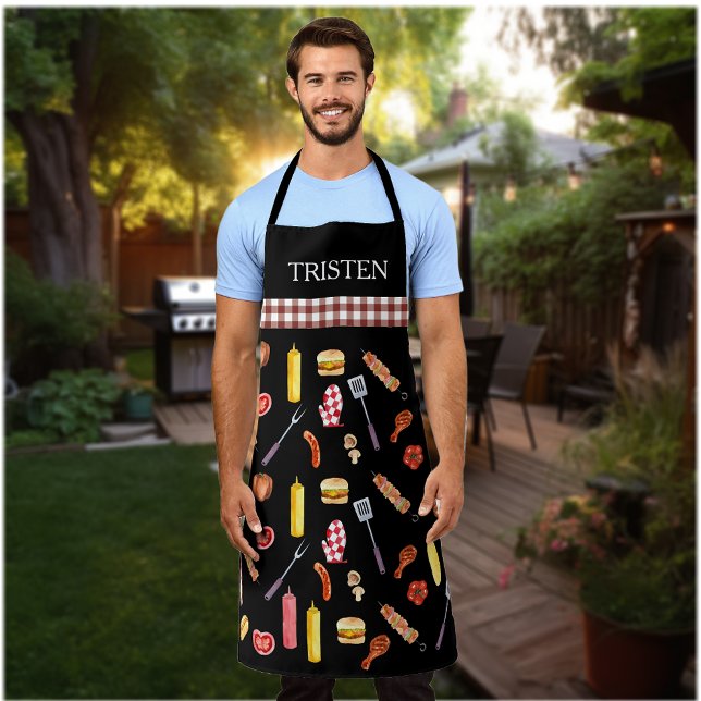Watercolor Pattern BBQ  Grill Grilling Smoker Apro Apron (Creator Uploaded)