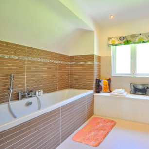 Watercolor  pattern flower pink yellow orange bath mat