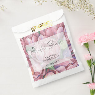 Watercolor pattern flowers - bridal shower favour bag