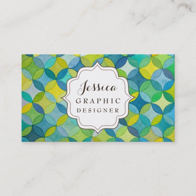 Watercolor Pattern Graphic Designer Business Cards (Front)