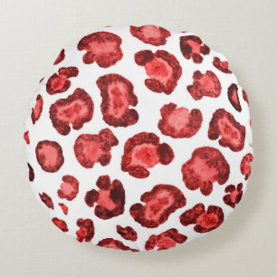 Watercolor pattern illustration leopard skin. Fash Round Cushion