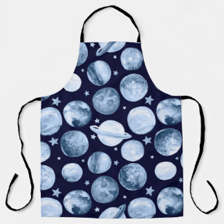 Watercolor pattern illustration of space galaxy wi apron