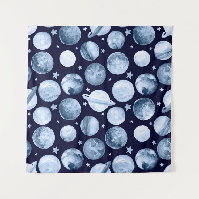 Watercolor pattern illustration of space galaxy wi tapestry (Front)