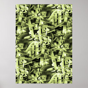 Watercolor Pattern in Green Abstract Contemporary Poster