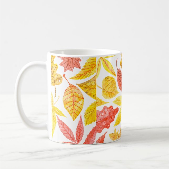Watercolor pattern made of various colourful autum coffee mug (Left)