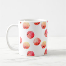 Watercolor pattern of ripe red apples